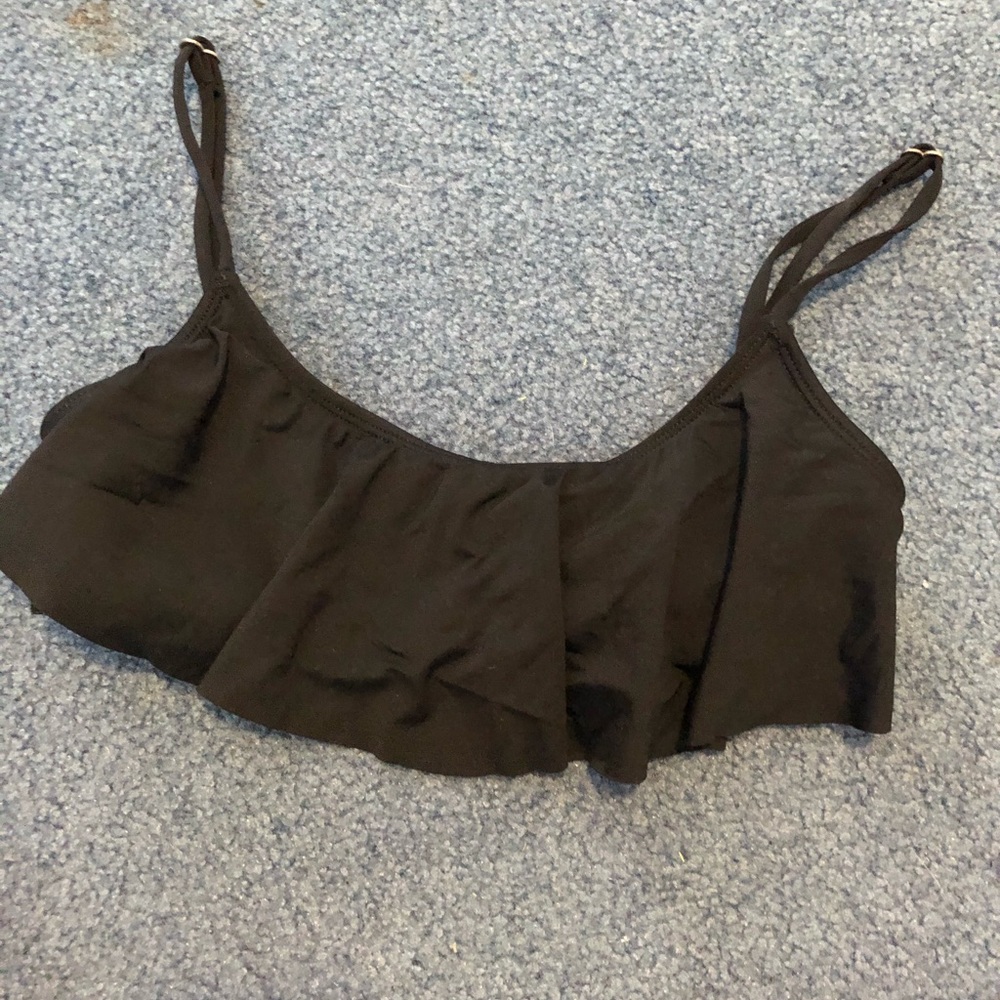 Black Flounce Bikini Top
